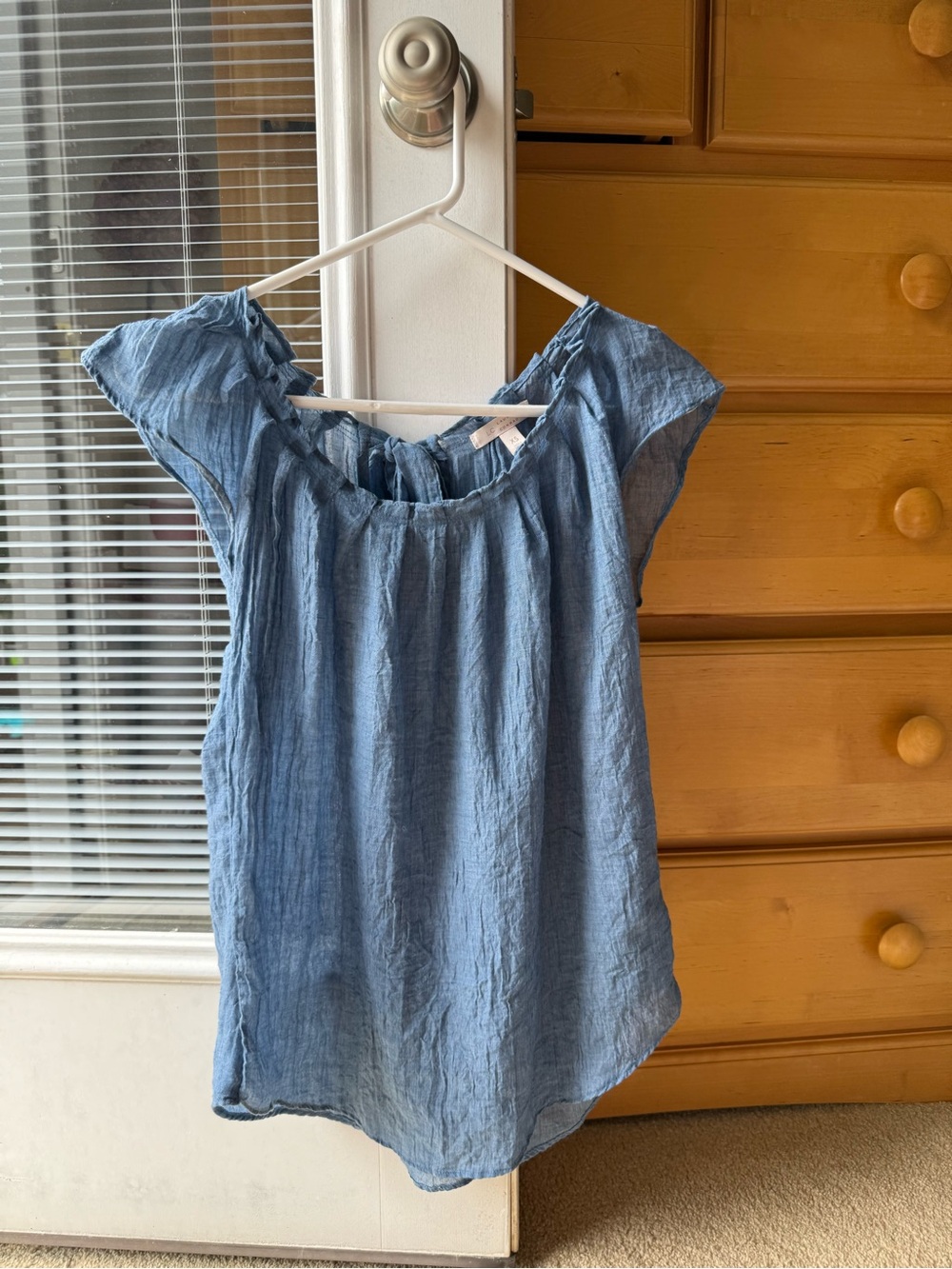 LC Lauren Conrad Light Blue Gauze Peasant Blouse